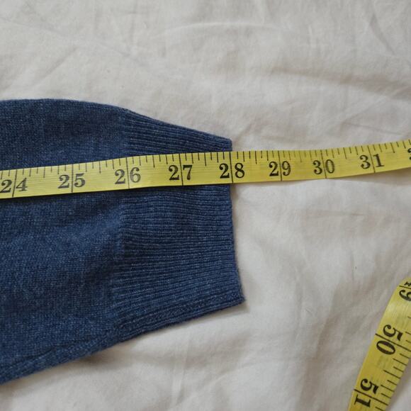 Neiman Marcus Cashmere Sweater Size L Blue Pullover Collared Quarter Button - Picture 8 of 11